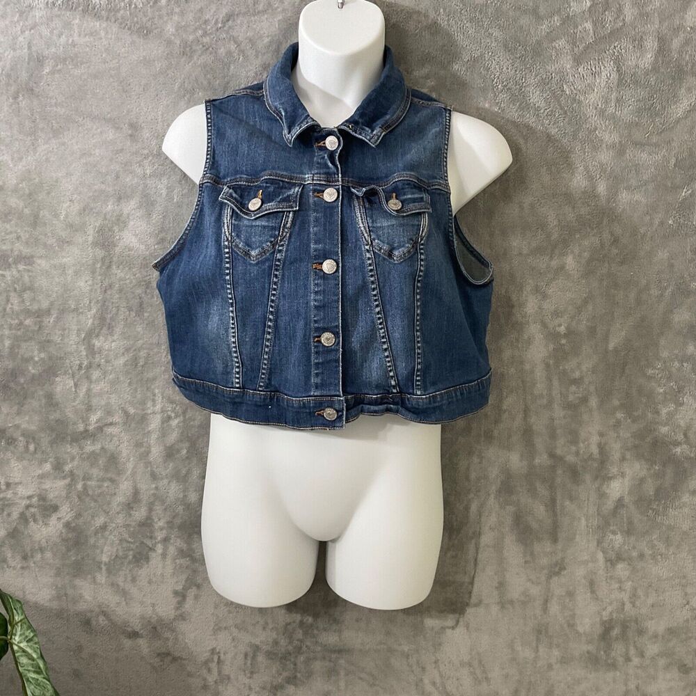 TORRID Denim Sleeveless Vest woman's Plus Size 1X DARK WASH blue